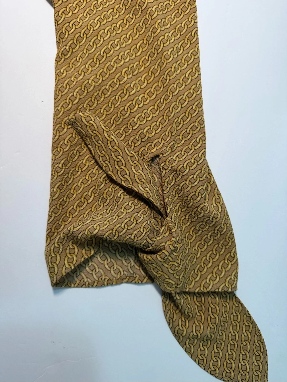 Michael Kors Mustard Printed V-Neck Tie-Sleeve Blouse M